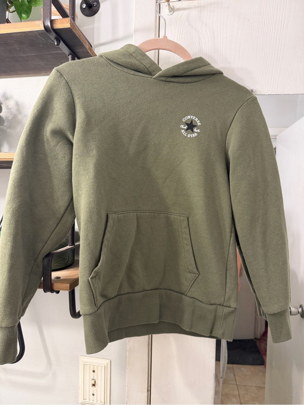Converse Olive Green Pullover Hoodie with Small Chest Logo